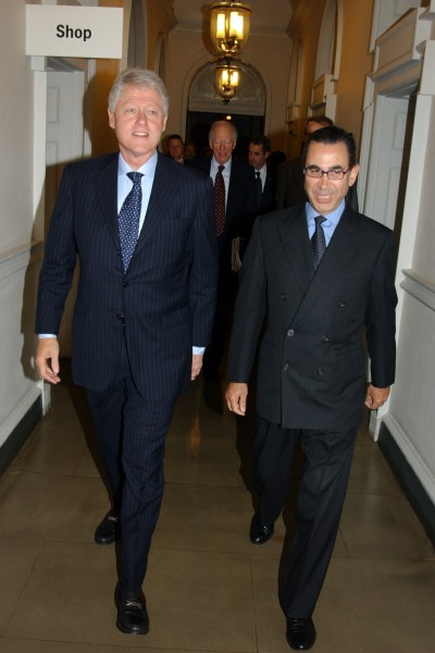 President Bill Clinton during a private view of the exhibition, Heaven on Earth at the Hermitage Rooms, Somerset House, London, 12th July 2004.