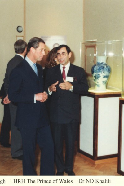 HRH Prince of Wales at the opening of Treasures Of Imperial Japan exhibition at the national museum of Wales, October 1994.