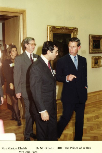 HRH Prince of Wales at the opening of Treasures Of Imperial Japan exhibition at the national museum of Wales, October 1994.