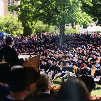 Sir David giving the commencement address to the graduation class of 2013 at Queens College New York - May 2013