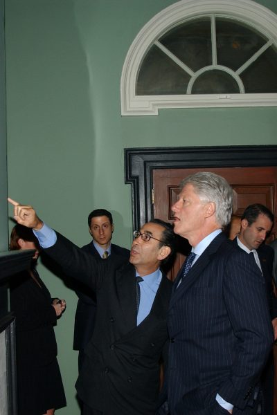 President Bill Clinton during a private view of the exhibition, Heaven on Earth at the Hermitage Rooms, Somerset House, London, 12th July 2004.
