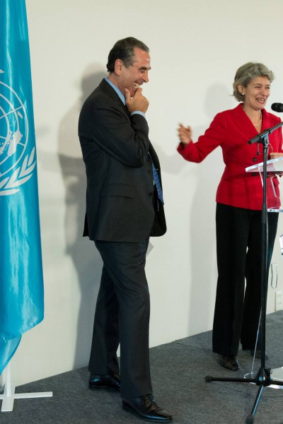 UNESCO Director General, Irina Bokova speaking at the occasion of designating Sir David as a UNESCO Goodwill Ambassador - October 2012, Paris