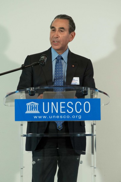 Sir David speaking at the occasion of his designation as a UNESCO Goodwill Ambassador - October 2012, Paris