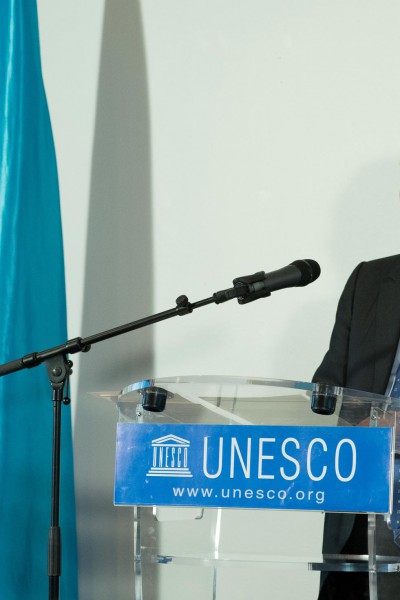 Sir David speaking at the occasion of his designation as a UNESCO Goodwill Ambassador - October 2012, Paris