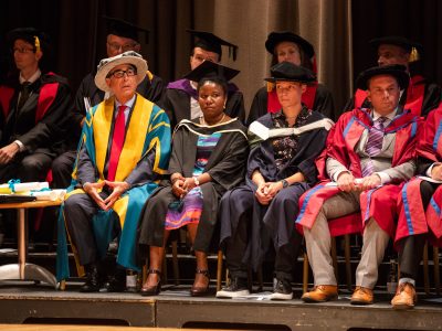 Sir David with winners of the SOAS Teaching Prize