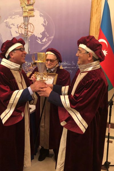 Sir David received the Eurasian Legend Award from Professor Hamlet Isakhanli, Founding Member of the Eurasian Academy