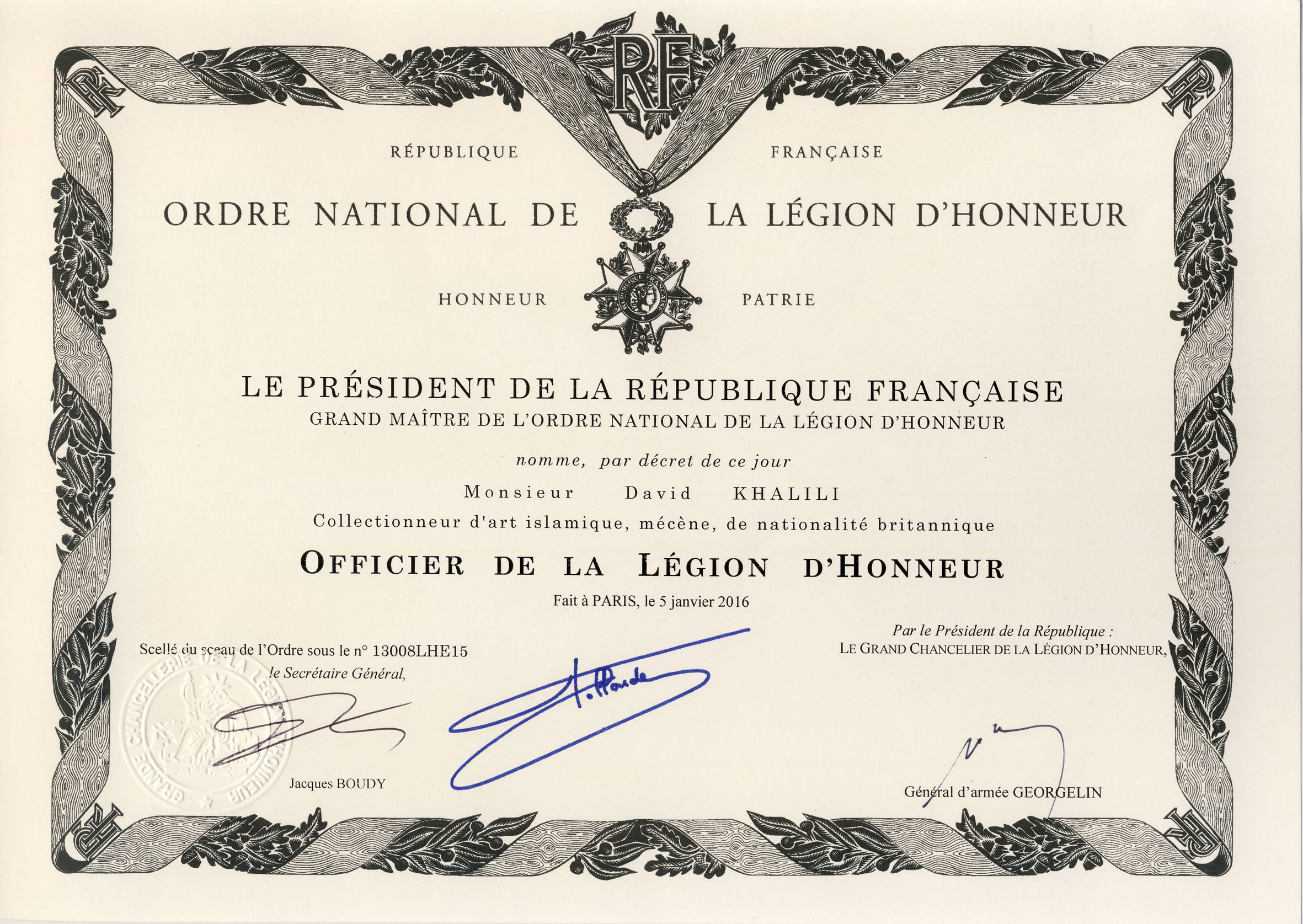 Officier in the Ordre national de la Légion d’Honneur