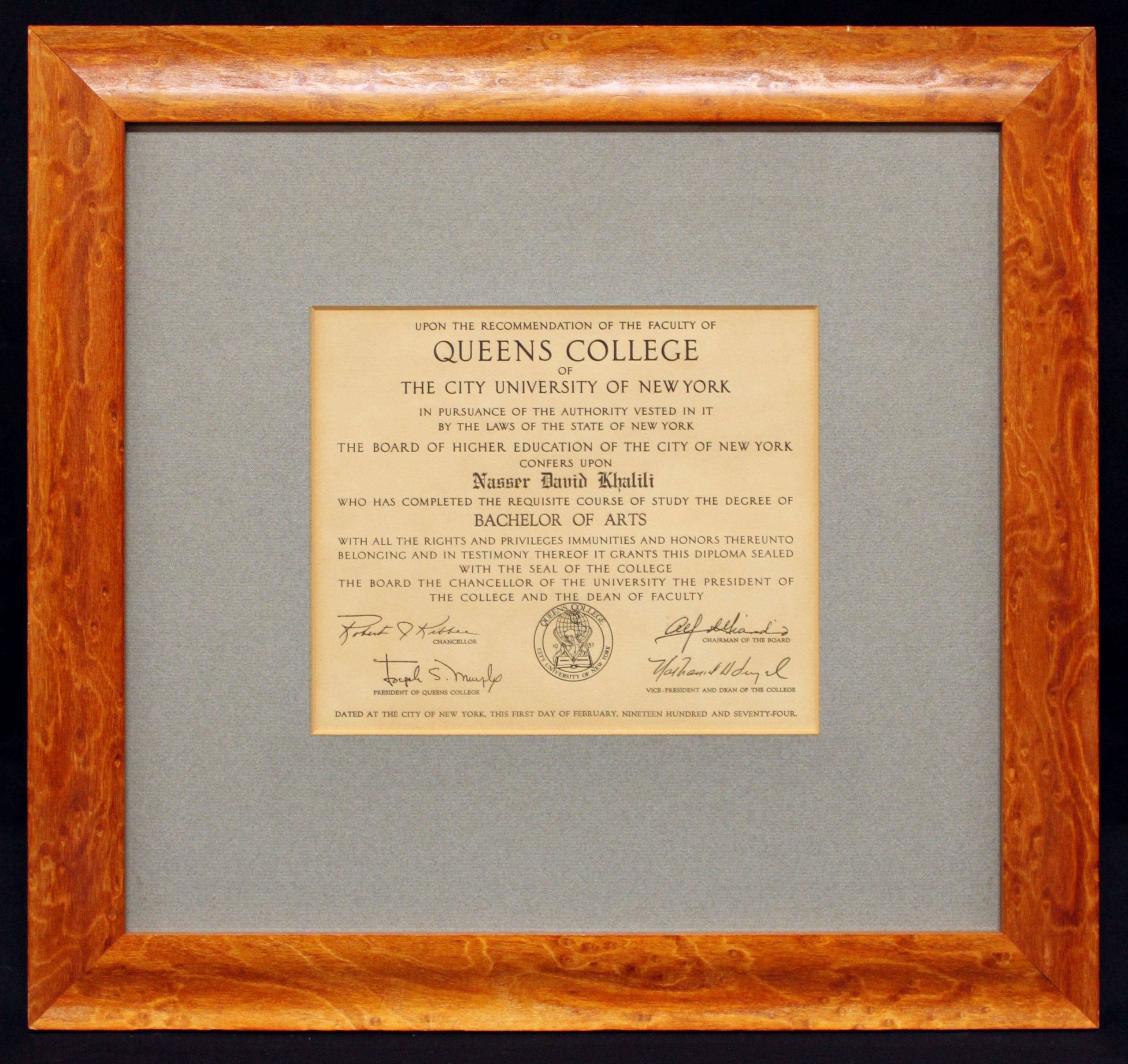 Bachelor of Arts, Queens college – 1974